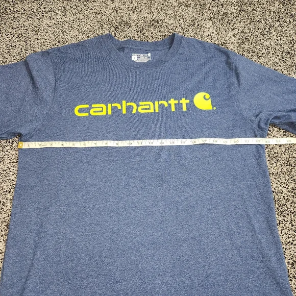 Carhartt Mens Medium Navy Blue/ Green Carhartt Logo Loose Fit Short Sleeve Shirt - Picture 7 of 8